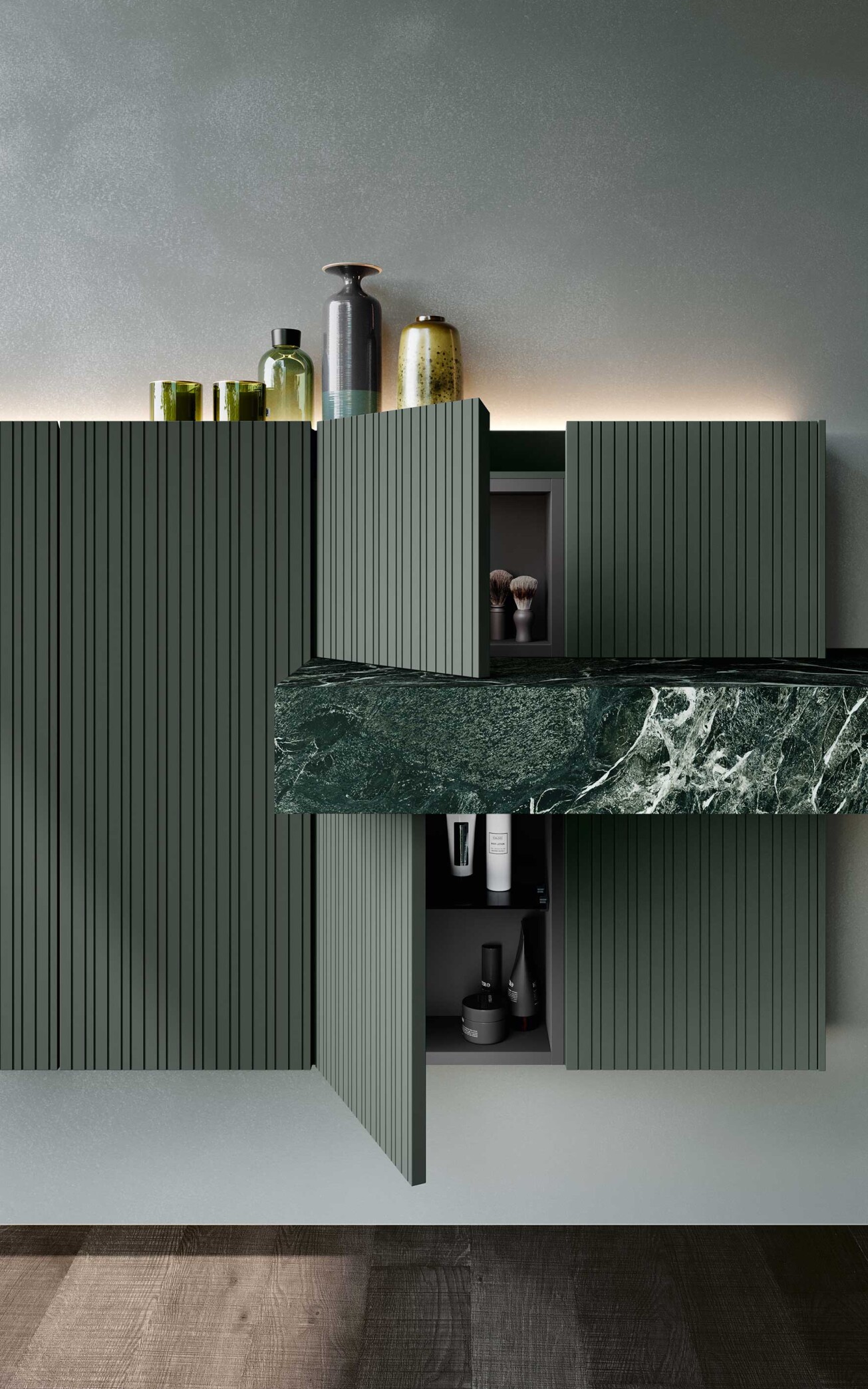Azzurra Bagni Lime 2.0 — groove opening bathroom furniture collection