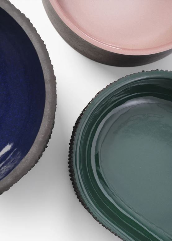 Ranieri Prima lava stone basins — glazed volcanic stone in blue, pink and green